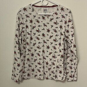 Croft & Barrow Classic Tee Long Sleeve White with Red Cardinals Size XXL